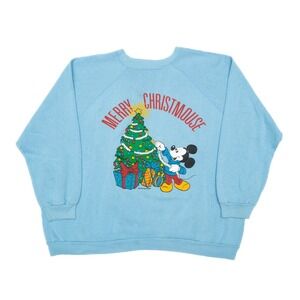 80's Walt Disney Company Mickey Mouse "Merry Christmouse" Christmas Sweater Blue